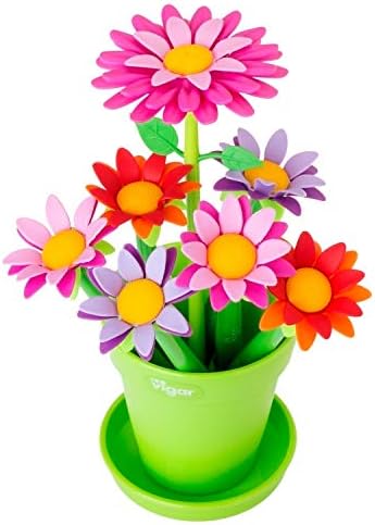 Пенкало за цвеќиња од Вигар, поставено со тенџере, сет од 6 пенкала со цвеќиња во држач во форма на тенџере со тенџере