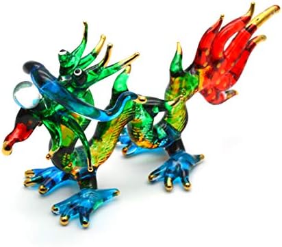 Фигура со стакло со рака кинески змеј рачно изработена минијатурна уметност на животни