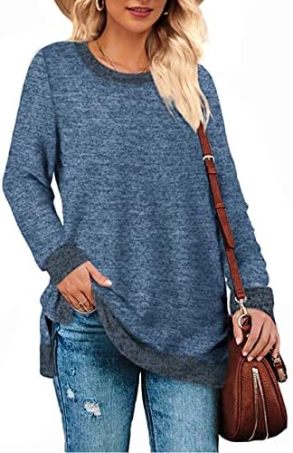 Weesенски женски долги ракави џемпери во боја на џемпери во боја