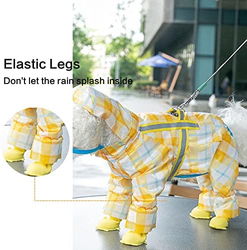 Митили симпатично кученце куче од дожд со четири нозе со четири нозе водоотпорен сеопфатно со капа, водоотпорна јакна за дожд со