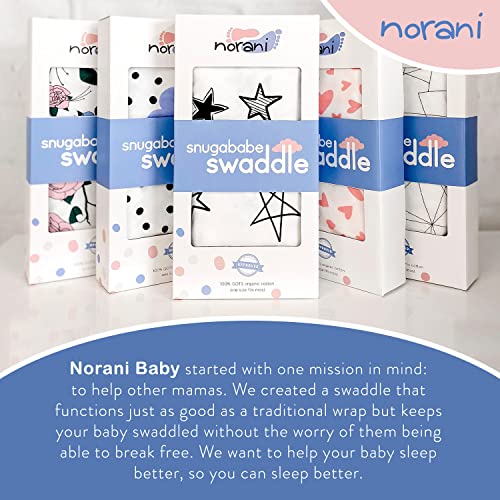 Норани Бебе Снугабабе Свадл | Органски памук | Патентирано ќебе за ронки за новороденчиња со вметнувачи на рака и прицврстувач | Пинк