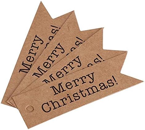 Jorzer 100pcs Kraft хартија виси ознаки етикета, божиќни украси, Божиќ занаетчиски картички жица за новогодишни украси