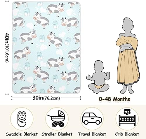 Крави млеко унисекс меки бебе ќебе за креветчето за креветчето за дневно згрижување со густ и мек материјал за постелнина за деца