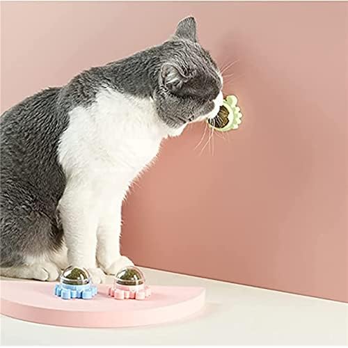 Catnip wallидна топка, играчка за џвакање со мачки, чиста природна лисја од нане ротирачки интерактивни заби чистење мачка играчка