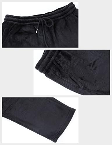 Okоку -женското руно наредени џемпери на џемперите Chenille ogggers еластични панталони за половината со џебови