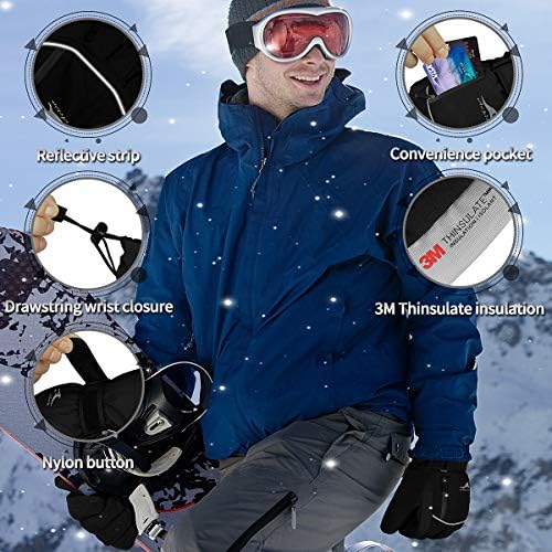 Ахио Зимски скијачки ракавици водоотпорни за мажите топол екран на допир