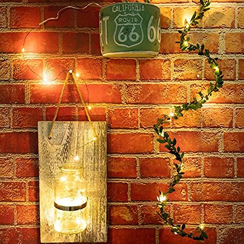 LED светла на жици од бршлен, Божиќна симулација Зелен лист Ратан декоративни самовили околу гранките на бакарни жица светла-топли бело 5 м