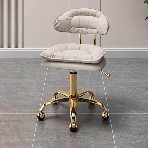 Lwbljx тркалачки бар столче за убавина за вртење на столчето со тркала, двоен слој на кожен потпирач за кожни седишта, прилагодлив 48-65