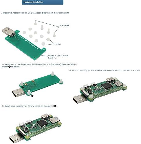 Treedix компатибилен со Raspberry Pi Zero/W USB адаптер табла USB BadusB Expansion Board Connector No Line Line Line Line со акрилна