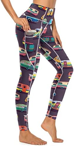 Среќни кампови модна starвездичка плажа Тема печати женски јога панталони со џебови со високи тренинзи за тренингот со џебови