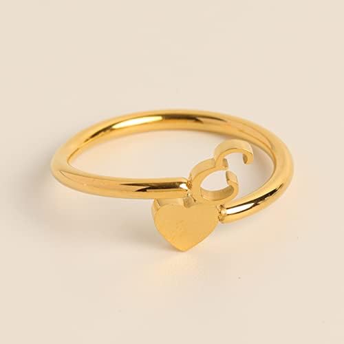 На мојата внука, почетен срцев прстен 26 буква срцева прстен Едноставен моден накит Популарни додатоци Мулти прстени за жени