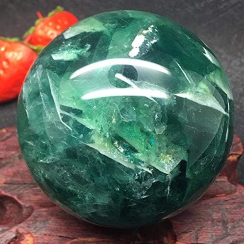 QueenBox® Природна флуоритска кварц кварц кристална топка за лекување топка, 60-70мм, зелена