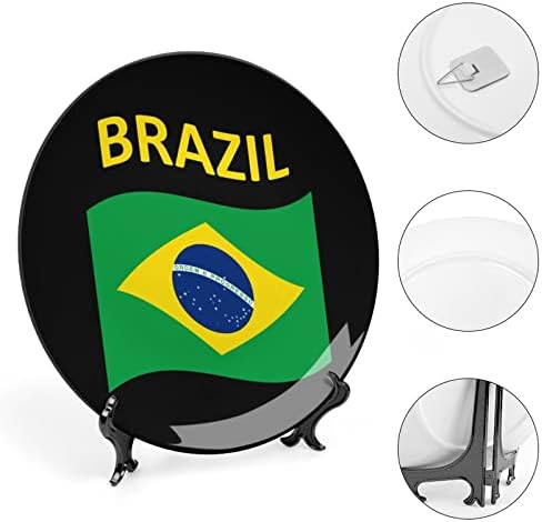 Знаме На Бразил Керамичка Декоративна Плоча Со Штанд За Прикажување Виси Прилагодена Годишнина Свадба Празнични Подароци За