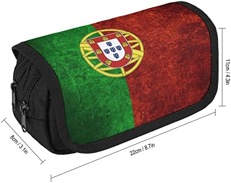 Гроздобер Португалско знаме молив случај со две големи прегради џеб голем капацитет торбичка торбичка за молив за училишни тинејџери возрасни