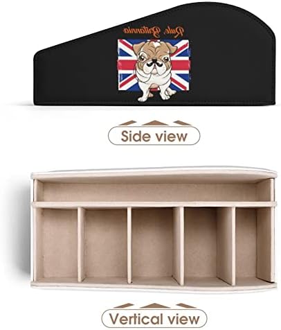 Англиски Булдог држач за далечински управувач со 6 оддели PU кожни табели за складирање на табели за маси за домашна канцеларија за домашна