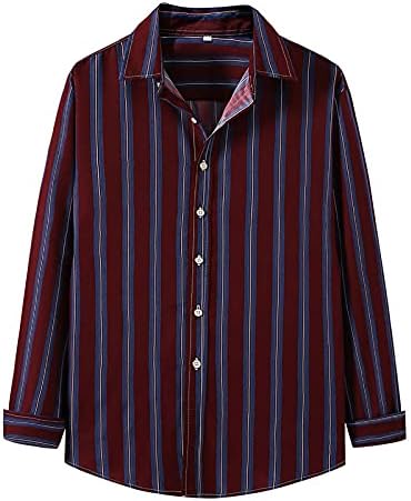 Gdjgta Tshirts for Men се копче надолу редовно вклопуваат врвови со долги ракави, четкани карирани фланели, случајна блуза јакна со џеб