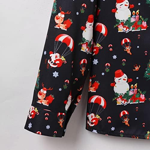 Копчиња за долги ракави за Божиќни маж XXBR, д -р кошули, Божиќ Смешен Дедо Мраз печати кошула за куглање за куглање, дизајнерски кошули