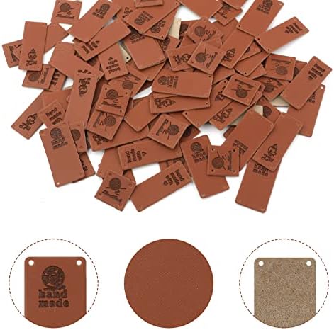 80 парчиња рачно изработени кожни етикети за предмети од капчиња Персонализирани ознаки со кожни капачиња со врежани ознаки со капчиња