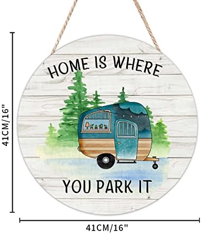 Mesllings Home е местото каде што го паркирате знакот на вратата од дрво, камп живот добредојде на влезната врата, знак за дрво, 16 x 16 Adventure Wallид што виси знак Плакета рустик?
