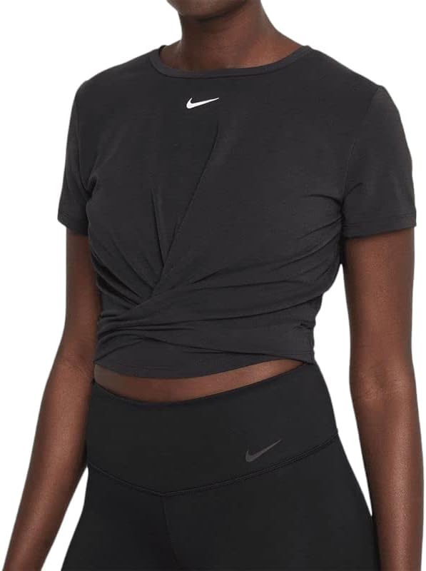 Nike Dri-Fit Еден луксузен женски пресврт исечен со кратки ракави со голема големина m црна