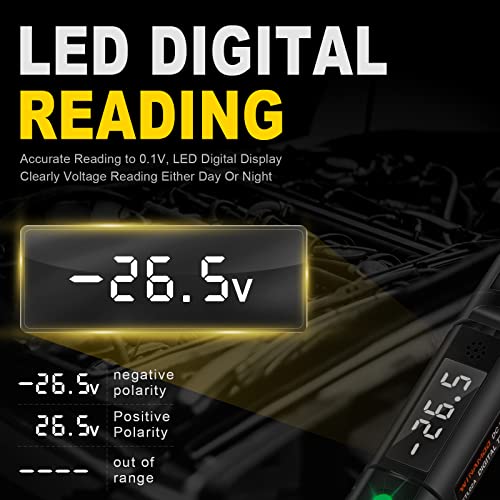 Winamoo Buzzing 3-72V дигитални LED-тест светла за автомобилски, тестер за тешки тестови со поларитет, означуваат и осветлувачки