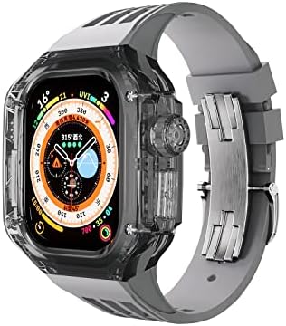 НЕЈЕНС 49мм Ултра Бенд Модификација Комплет За Apple Watch Ултра 49ммтранспарентен Луксузен Тренд Мо Случај+Ремен Водоотпорен Iwatch