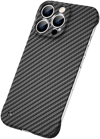 Бршлен Јаглеродни Влакна Текстура Без Рамка Капак за Iphone 14 Јаглеродни Влакна Случај-Црна