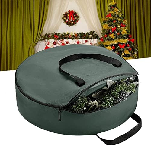 Чанта За Складирање Божиќни Венци Кокино-Контејнер за Складирање Со Двоен Патент &Засилувач; Издржливи Рачки, Заштитете Вештачки Венци-Празнична