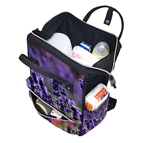 Виолетови Полиња Со Лаванда Миризливи Торби За Торби За Пелени Ранец За Мумии Торба За Пелени Со Голем Капацитет За Нега На Бебиња