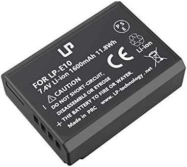 LP LP-E10 Пакет за полначи на батерии, батерија за замена и полнач компатибилен со Canon EOS Rebel T7, T6, T5, T3, T100, 4000D, 3000D,