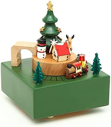 Грејд дрво рингишпил Божиќна музичка кутија подарок дома мебел ретро дрвени украси музичка кутија