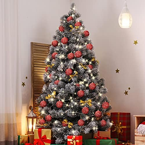 15 парчиња 1,6 инчи Божиќни украси за божиќни црвени божиќни украси сјајни украси на новогодишна елка
