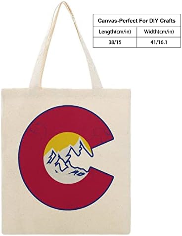 Колорадо планини знаме платно тота торба за еднократна естетска намирници кеси за купување со симпатична графика за жени 38x41cm
