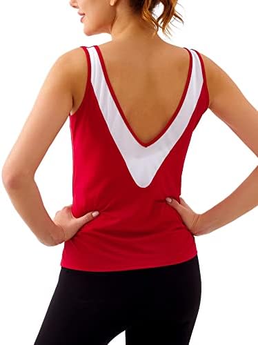 Врво на тренингот Silkworld за жени мрежа отворен задниот дел од јога -резервоарот врвови за атлетски кошули за вратот