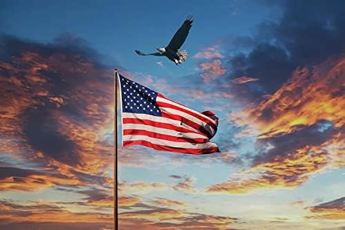 Pozoy American Flag 3x5 Надворешно изработено во САД, тешки знамиња на САД во Соединетите држави, најдобро везени starsвезди и