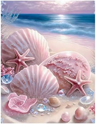 Miraclekoo 5d Seachells на плажа дијамантски сликарство по комплети со број на комплет дијамантски уметнички комплети за возрасни - Сликарство