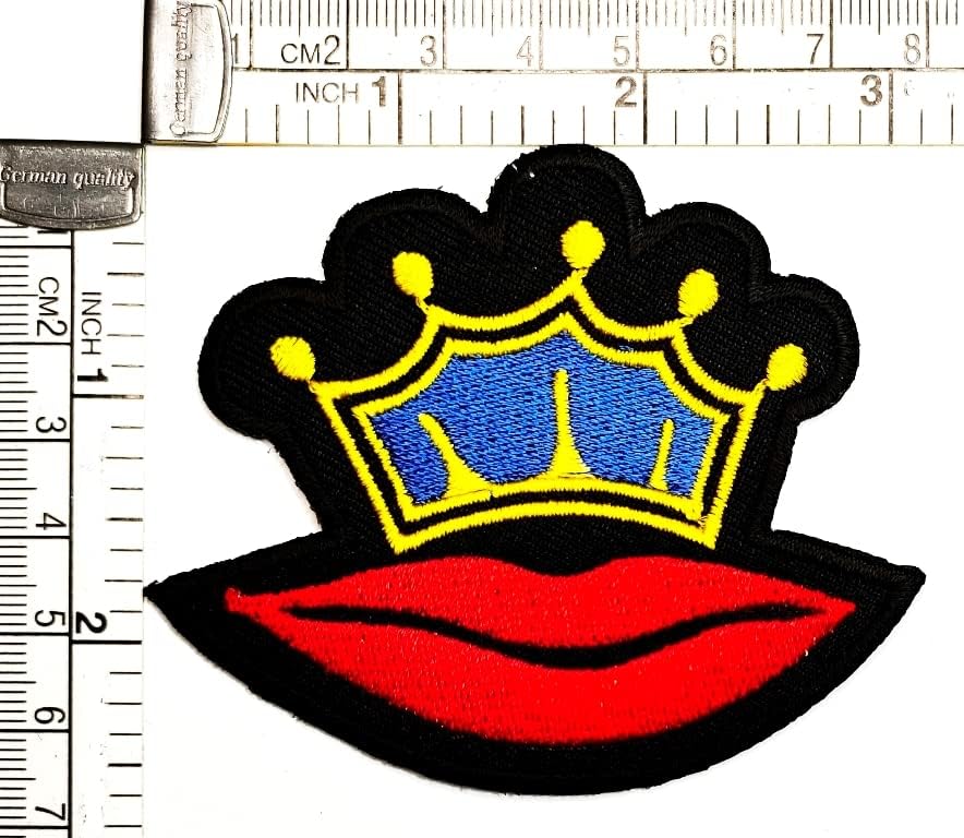Kleenplus црвени усни кралица круна цртани закрпи усни круна железо на апликација мотив лепенка погодно за деца возрасни DIY фармерки торбички