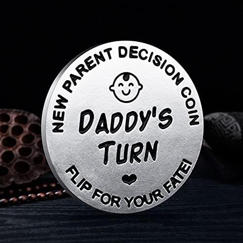 Подарок за нови родители за нова мама тато Декиска монета за жени мажи бременост смешна одлука монета ново бебе роденден