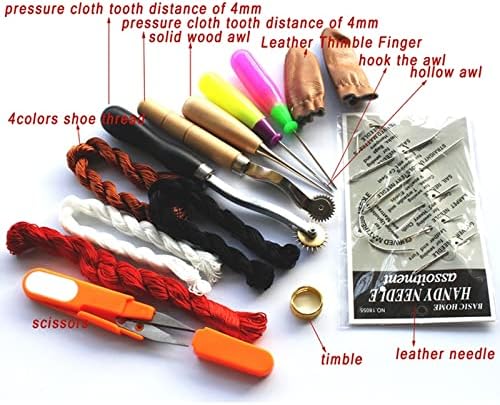 14 парчиња/комплети кожни занаети Рачно изработени алатки за шиење алатки за шиење на кожни игла за игла, комплет за поправка