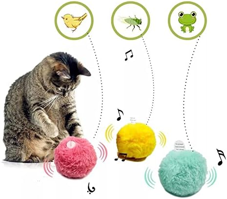 Chdhaltd Cat Fluffy Toys Interactive Ball Catnip Cat Training Toy, миленичиња играње топка пискав факел звук играчка