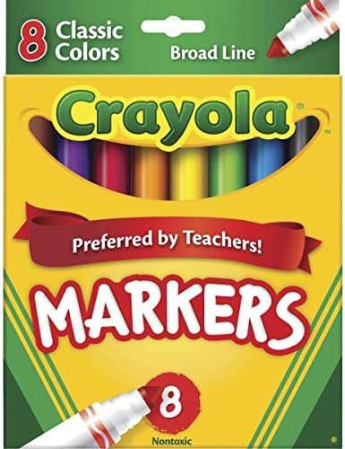 Crayola® Широка Линија Маркери, Избрани Класични Бои, Пакет од 8