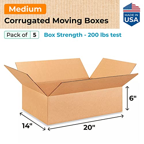 IDL Пакување Средни Брановидни Кутии За Движење 20 l x 14W x 6 H-Одличен Избор На Цврсти Кутии За Пакување ЗА USPS, UPS, Испорака На FedEx-Картонски