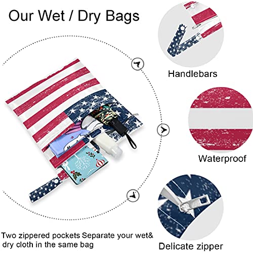 висесани Апстрактно Американско Знаме 2 парчиња Влажна Торба Со Џебови Со Патент Што Може Да Се Перат Еднократно Пространа Торба