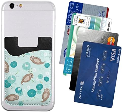 Носител на картички за телефонски куќишта на Otters, кутија за кредитна картичка за само-лепете ја PU Fore за 2,4x3,5 инчен смартфон