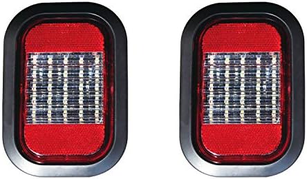 Quty 2-5x3 Јасно/Бел Правоаголник 25 LED Обратна / Резервна Камион Приколка Светлина Со Црвен Рефлектор Grommet &засилувач; Pigtail