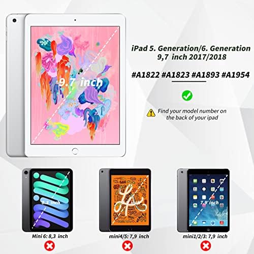 AUB случај за iPad 6 -та генерација 2018/iPad 5 -та генерација 2017 9,7 инчи случај, тенок лесен паметен капак, мек случај на TPU, автоматско