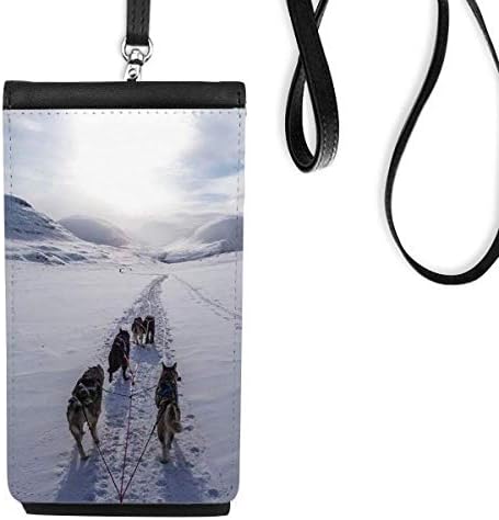 Куче животно снег хаски слика телефонски паричник чанта што виси мобилна торбичка црн џеб