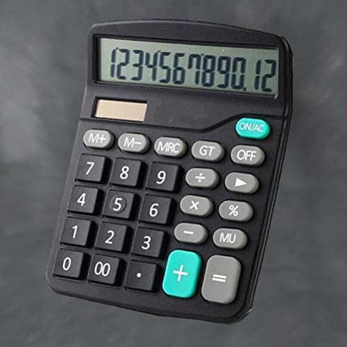 Doitool 12 цифри Електронски калкулатор Преносен соларен калкулатор без батерија за дели финансиска канцеларија практична алатка