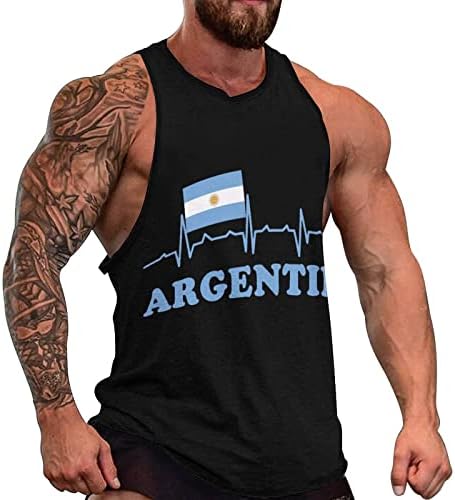 Аргентински Фудбалски Резервоар За Отчукување На Срцето За Мажи Летни Елеци Без Ракави Мускулни Кошули За Секојдневна Спортска Теретана