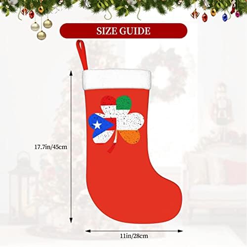 Cutedwarf Poreerto Rico Irish ShamRock Божиќно порибување Божиќни празници за одмор камин виси чорап 18 инчи чорапи